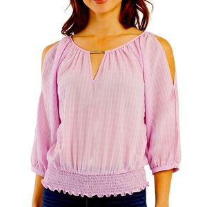 Juniors BCX Keyhole Smocked Hem Top,